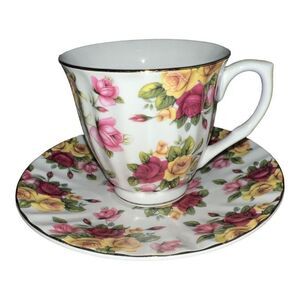 Vintage floral fine china coffee/ teacup and saucer